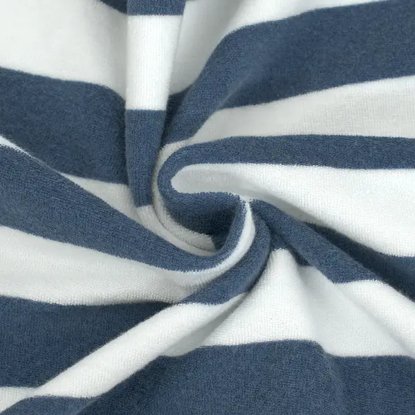 Solange Der Vorrat Reicht Frottee Baumwollstoff "Pico Terry Blockstreifen" Farbe Blau-Weiss