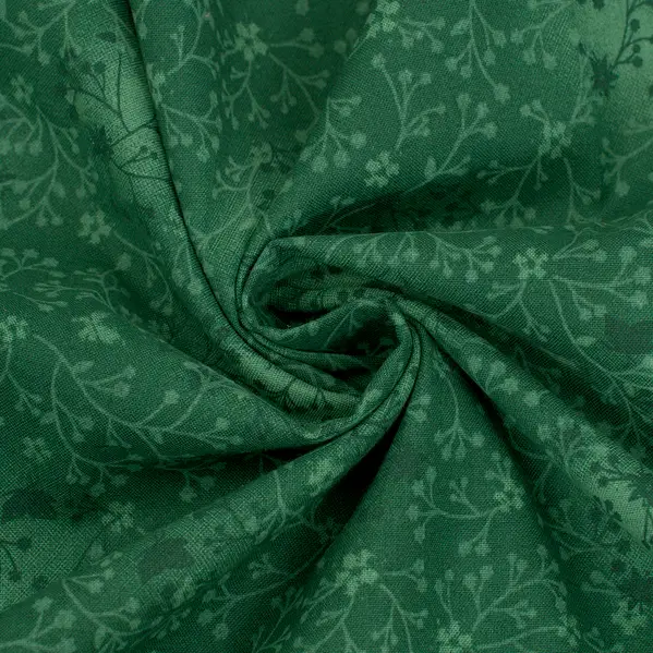 100% Baumwollstoff "Batik Blumenranken" Farbe Dunkel-Grün Must-Have