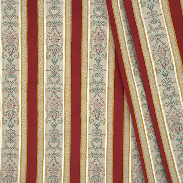 1,00 Meter - Jacquard Dekostoff "Biedermeier Streifen" Farbe Rot Sonderaktion