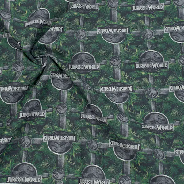 2,90 Meter - Lizenz 100% Baumwollstoff Popeline "Jurassic World" Farbe Schwarz Must-Have