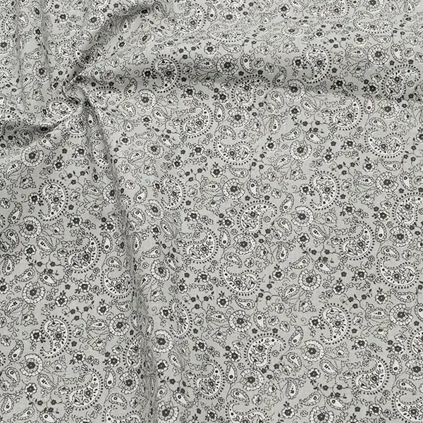 3,00 Meter - 100% Baumwolle Popeline "Paisley Floral 2" Farbe Hell-Grau Preis Gesenkt