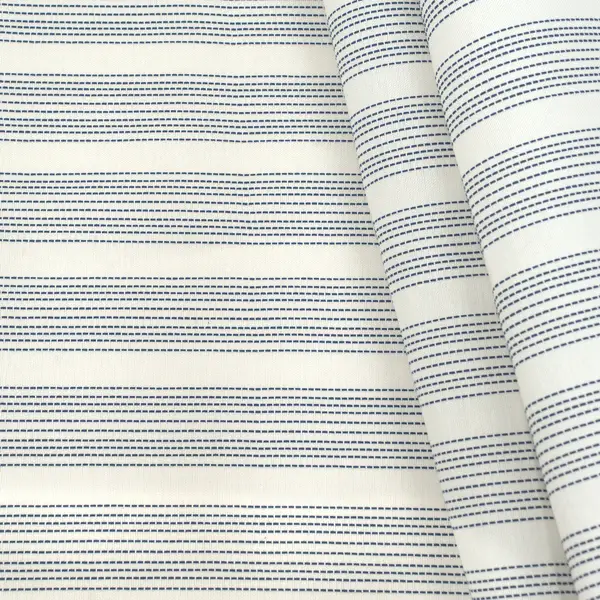 Begrenztes Angebot Outdoorstoff "Nadelstreifen" Breite 160cm Farbe Ecru-Blau