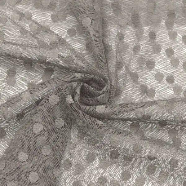 3,60 Meter - Soft Tüll Mesh Stoff "Punkte mittel" Farbe Taupe Markenware