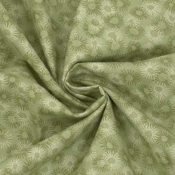 100% Baumwolle Popeline "Strahlenblüten" Farbe Hell-Oliv Neue Kollektion