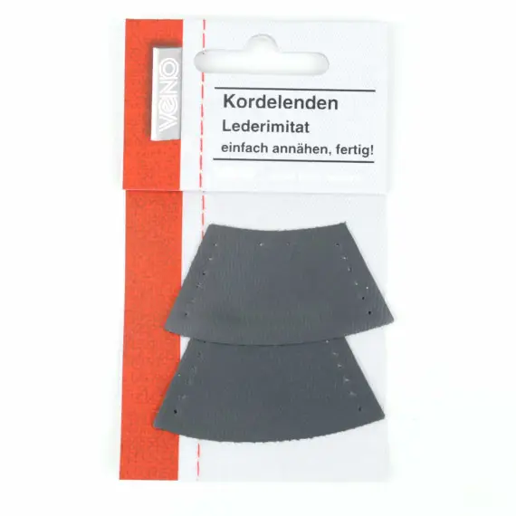 Heißes Angebot 2 Kordelenden - Lederimitat - Veno - Grau