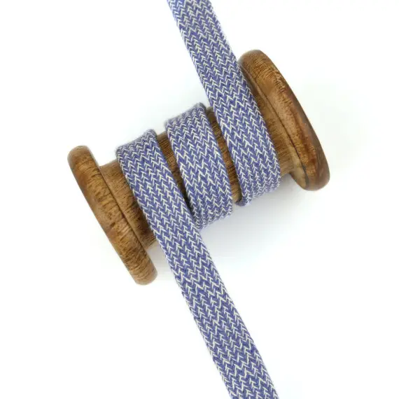 Hoodiekordel - Flachkordel - Tresse - 15mm - Meliert - Jeansblau/Warmweiß Bestseller