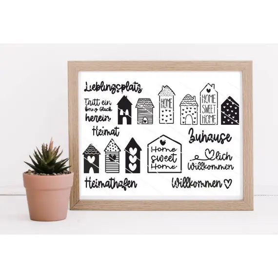"Houses full of Love" Plotterdatei Plottervorlage Häuschen LoveWillkommen Zuhause Top-Seller