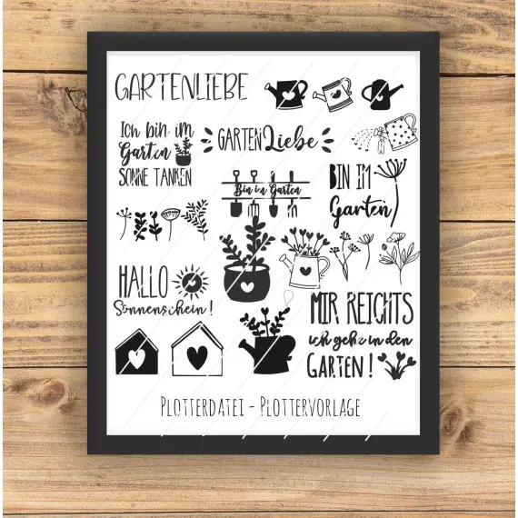 "GartenLiebe" BUNDLE" Plotterdatei Plottervorlage Garten Gartenliebe draussen Blumen Pflanzen Aktuell